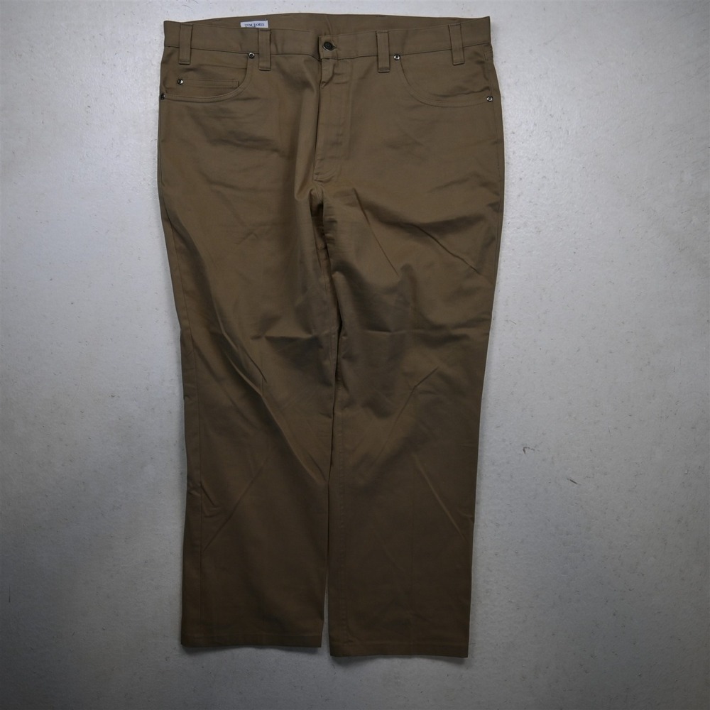 Tom James 40x28 Khaki Twill Classic Straight 5 Pocket Mens Jeans